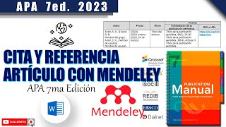2 Como Citar Y Referenciar Un Artículo De Revista Científica Con Mendeleyapa 7Ma Ed. Paso A Paso