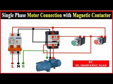 single phase motor connection with magnetic contactor wiring diagram ...