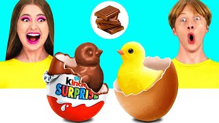 Desafío De Comida Real vs. De Comida Chocolate | Momentos Divertidos por Happy Fun
