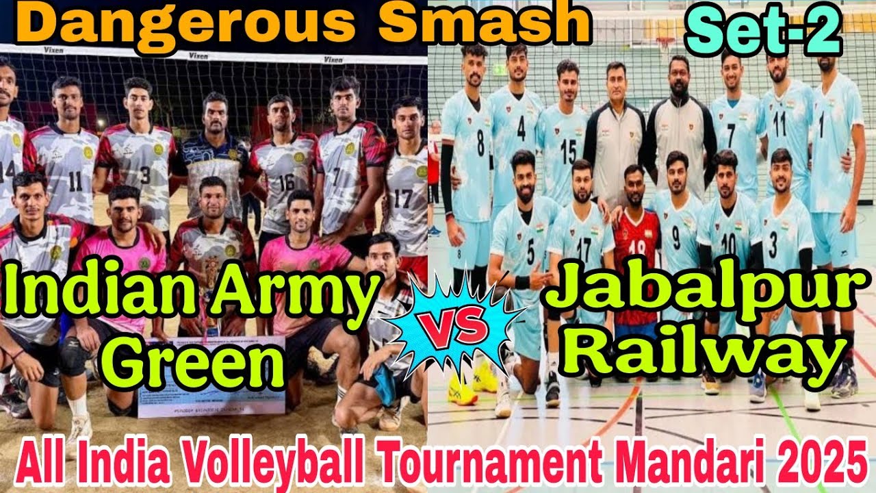 Jabalpur Railway🆚 Indian army 🔥Set-2#Dangerous Smash💥All India Volleyball Tournament Mandari 2025🔥