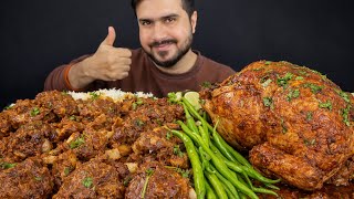 ASMR; EATING SPICY MUTTON CURRY SPICY WHOLE CHICKEN CURRY WITH RICE GREEN CHILLIES EXTRA GRAVY1080p