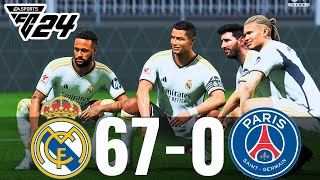 FC 24 PS5 Gameplay- Real Madrid 67-0 PSG -Ft, Messi, Ronaldo, Mbappe, Salah, Neymar, Bellingham