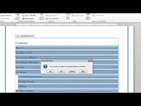 how do you edit table of contents in word 2010