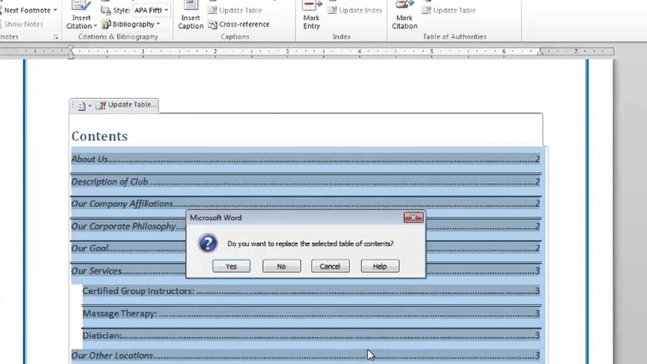 format table of contents word insert hanging indent