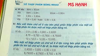 Toán 5 Trang 40 Sách Giáo Khoa - Số Thập Phân Bằng Nhau #mshanh