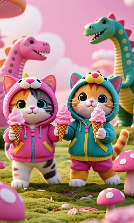 si meong comel dino 🦕 suka es krim joget #cat #imut #shortvideo #cute #shortsfeed #videoeffect