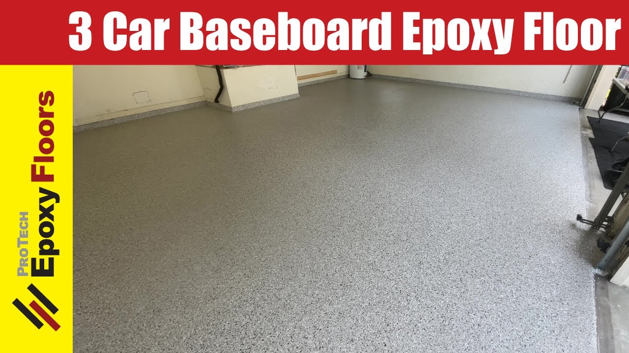 3 Car Garage Epoxy Floor with Baseboard Finish - YouTube