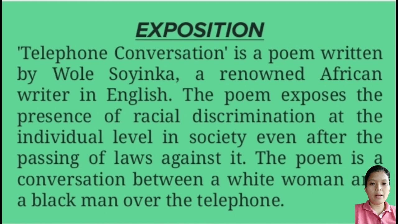 TELEPHONE CONVERSATION BY WOLE SOYINKA YouTube