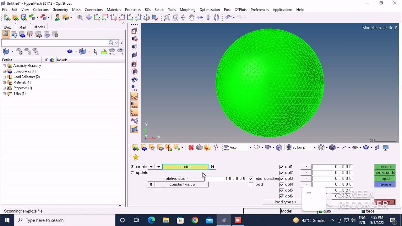 sphere 3D anaysis hypermesh part 1 - YouTube