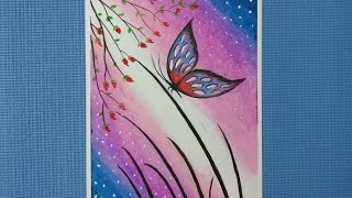 Beautiful Butterfly scenery with Oil Pastels & Pencil colours for beginners