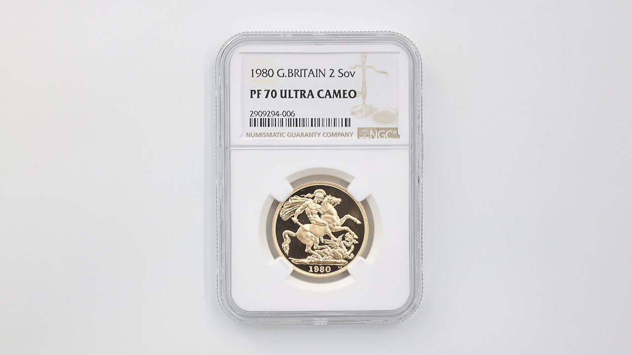 1980 英国 エリザベス2世 ソブリン 2ポンド 金貨 プルーフ NGC PF 70