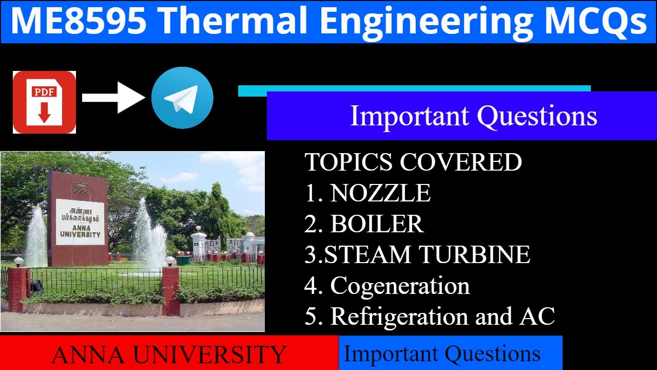 ANNA UNIVERSITY MCQS - ME8595 THERMAL ENGINEERING | PDF ATTACHED.