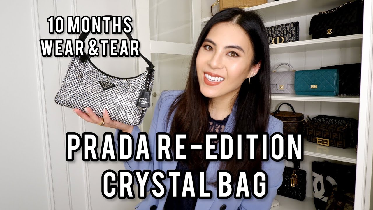 Shop Prada Re-Edition 2005 Satin Bag With Crystals