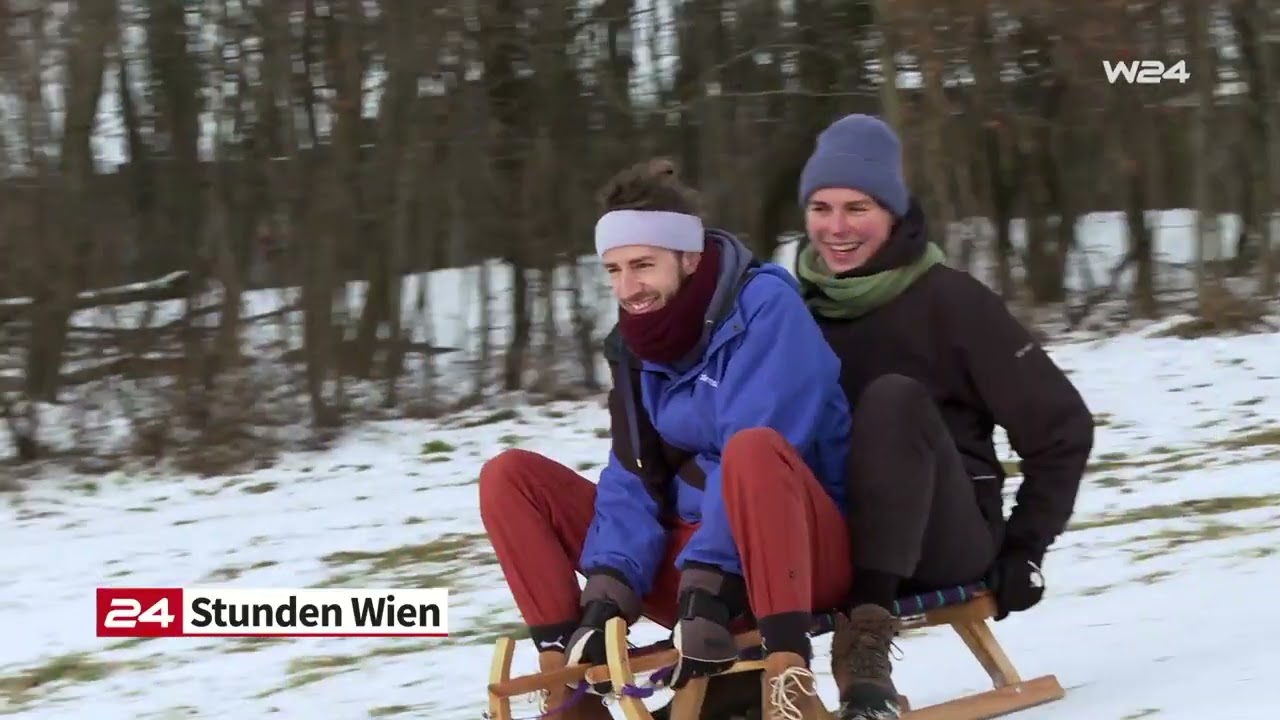 Steinhof-Gründe: Rodeln am Backblech