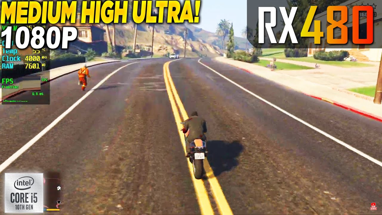 GTA 5 RX 480 - 1080p Medium, High, Ultra,