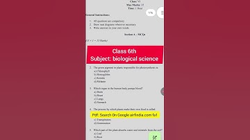 6th Class self assessment 1 Biological sciences Fa1 Question Paper 2025-26