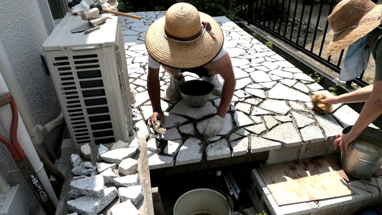 Diy庭作り 2 素人の庭作り テラスに石を張りました ガーデニング I Made A Garden I Put A Stone On The Terrace Youtube