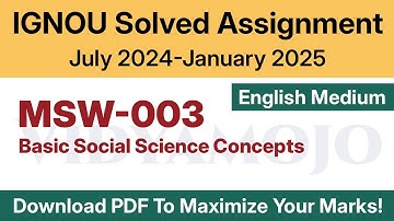 IGNOU MSW 003 Solved Assignment 2024-25 English Medium PDF Download | IGNOU MSW First Year