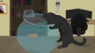 Cat playing with fish in bowl - Animation by Shannon Hadden