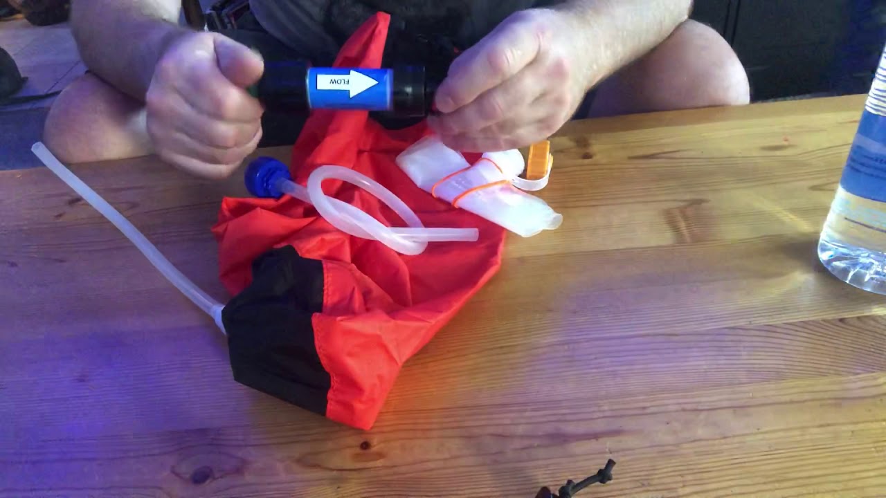 my inline sawyer mini light weight set up water purification YouTube