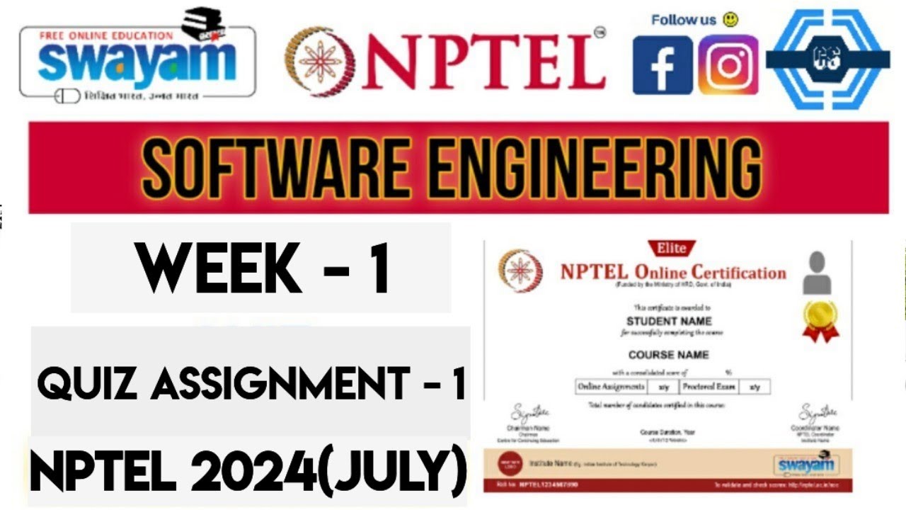 Software Engineering - NPTEL 2024 (July) || WEEK 1 QUIZ ASSIGNMENT ...