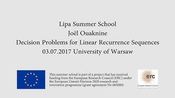 Joël Ouaknine: Decision problems for linear recurrence sequences [Part 1]