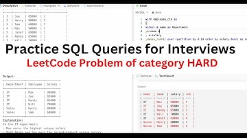 #8 SQL Leetcode Complex query - TOP 3 Salaries in each department using WINDOW FUNCTIONS