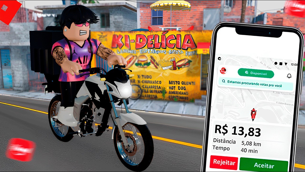 1 DIA sendo ENTREGADOR no ROBLOX RP! 🍔💰