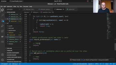 How to run a Tideman election - C Programming