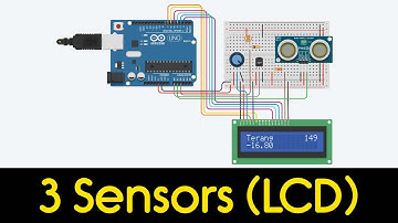 3 Sensors (LCD) with Arduino in Tinkercad
