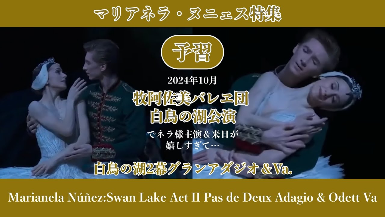 【ヌニェス来日・牧阿佐美バレヱ団 】白鳥グラン・アダジオ&オデットVa.| Swan Lake Act II Pas de Deux Adagio & Odett Va.