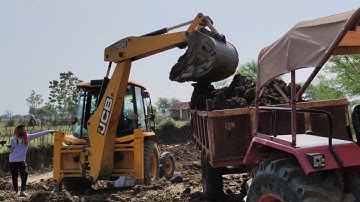 New Jcb 3Dx Backhoe Loading Mud In Mahindra 475 Di Powertrac 439 DS | Jcb And Tractor Video