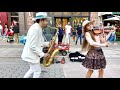 "DANCE MONKEY" - STREET VIOLIN & SAX PERFORMANCE - Karolina Protsenko (feat. Daniele Vitale Sax)