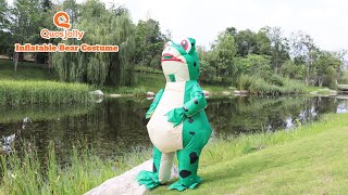 Quosjolly Inflatable Frog Costume for Adult Size, Funny Halloween Blow Up Suit for Cosplay Party