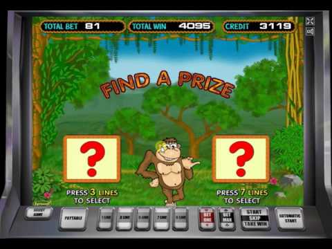 Crazy Monkey – веселый игровой онлайн автомат с секретом, 9 линиями и 5 барабанами, риск-игрой и двойной бонусной игрой с обезьянкой.