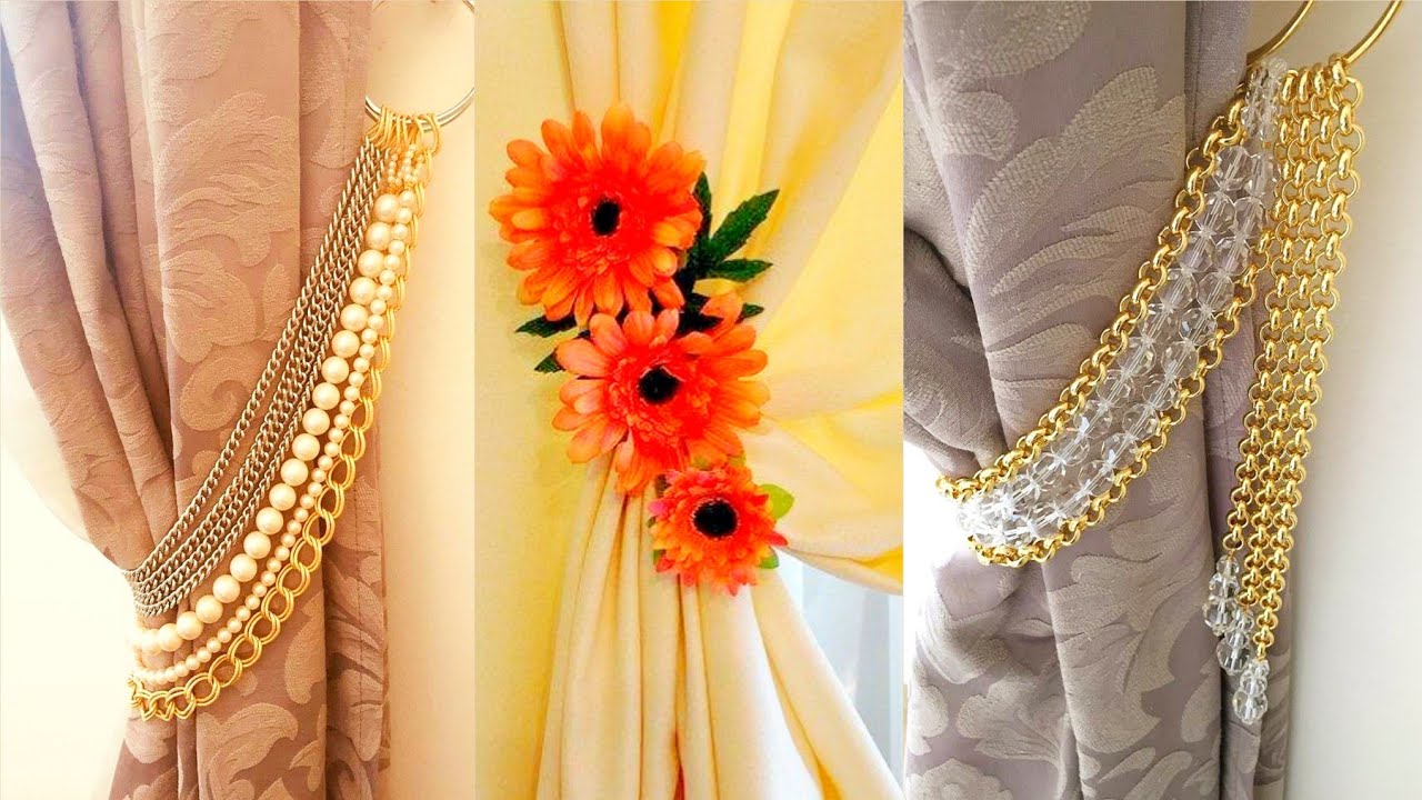 Stunning Latest Fancy Beaded And Floral Fancy Curtain Holder Design ...