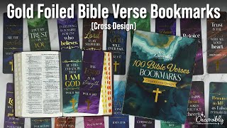 100 Bible Verse Bookmarks Gold-Foil Cross Designs scripture bookmarks with bible verses