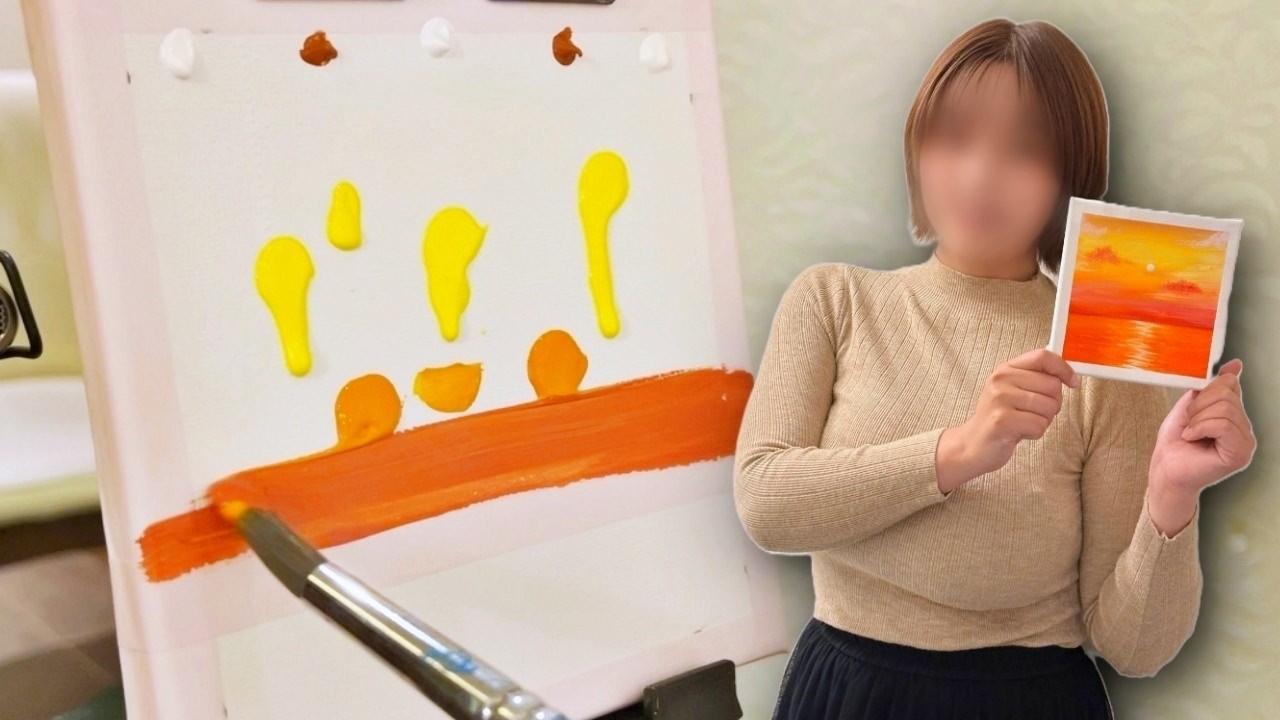 作業動画】夕焼けの海と水平線を描く時間 / ゆったりアクリル画