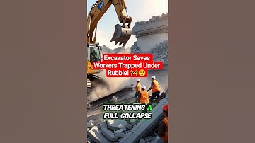 Excavator Saves Workers Trapped Under Rubble! 🚧😲