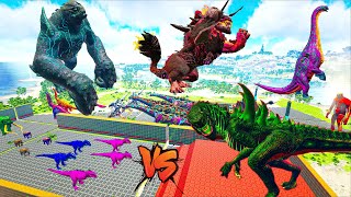 Godzilla x Kong Deathrun VS Brachiosaurus x Titan x T REX  in  Ark Dinosaurs Park