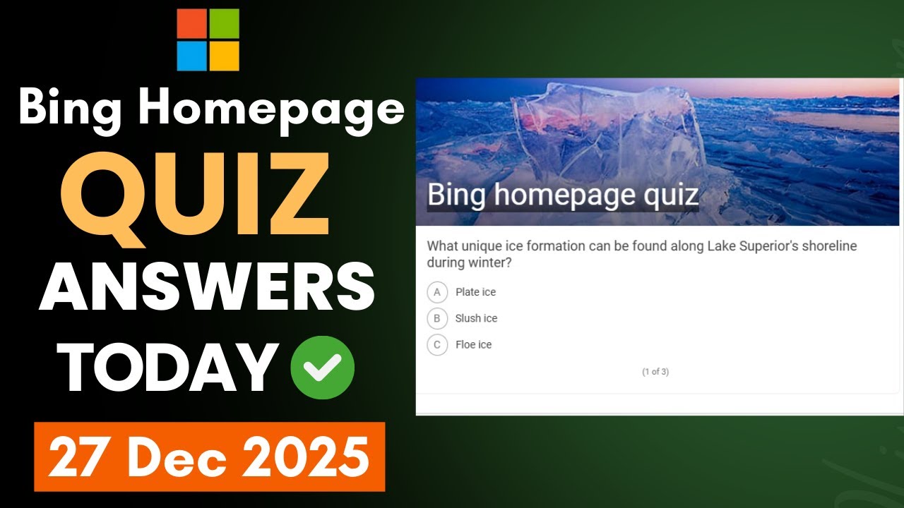 Ответы на викторину на главной странице Bing сегодня (27 декабря 2025 г.)