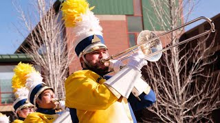 Lumberjack Marching Band performs fight song on campus!