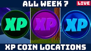 *LIVE* ALL WEEK 7 XP COINS  Only 4 BLUE this week!?! [Fortnite Weekly Challenges]