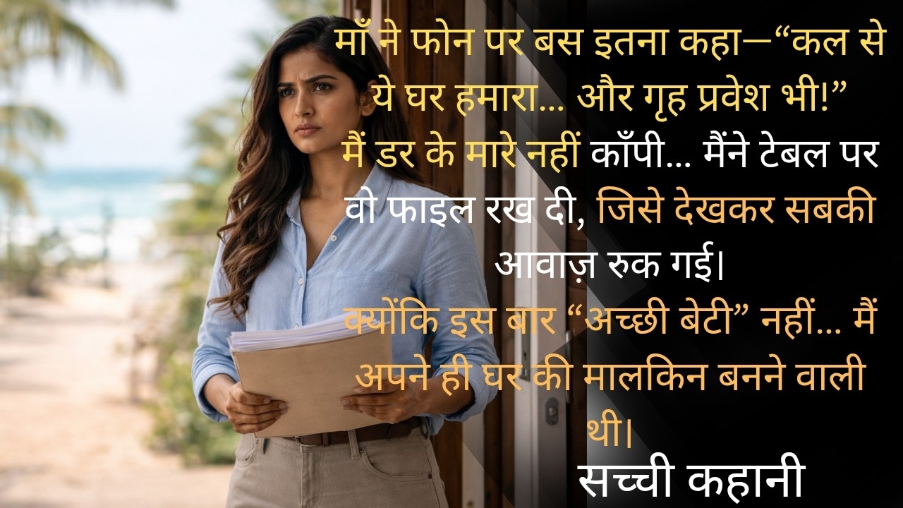 “माँ ने कहा—‘कल से ये घर हमारा!’… मैंने दरवाज़े पर वो कागज़ रख दिया जो सबको चुप करा गया”