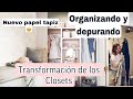 Transformación de los Closets con PAPEL TAPIZ👌🏼Depurando y organizando el closet de Cami y el mío
