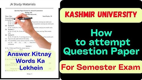 How to Attempt Question Paper (Kashmir University Semester Exams)  2022-23 | BG 1st Sem Batch 2022