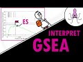 How to interpret gsea results and plot  simple explanation of es nes leading edge and more