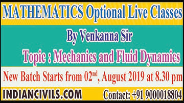 New Batch for Mathematics - Optional  starts from 02nd  August 2019, on Friday at 8:30 PM