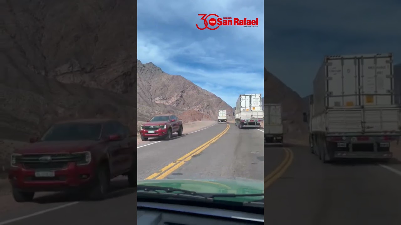 Imprudencia en Ruta 7: un camión adelantó a otro en doble línea amarilla y casi causa una tragedia