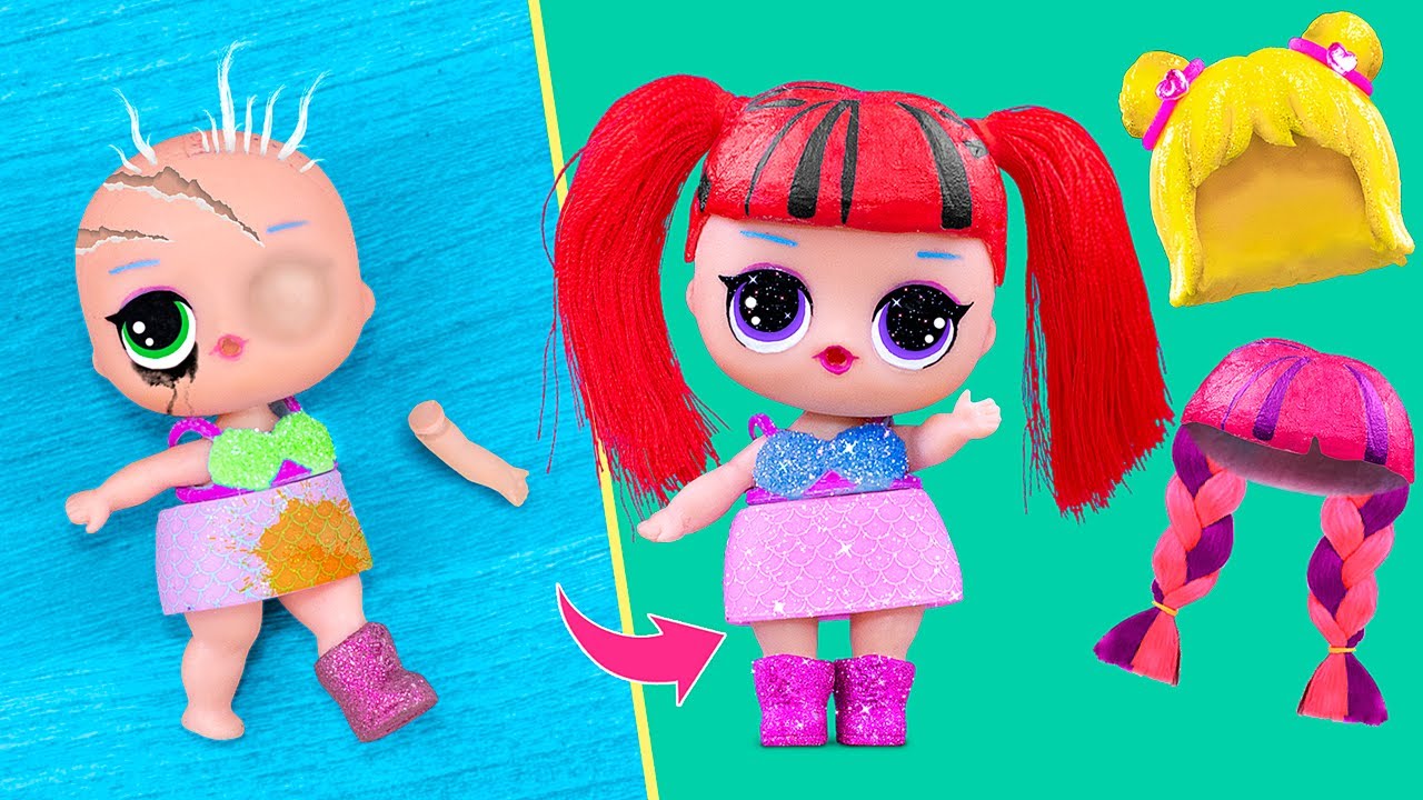 10 Cách Tự Làm Mới Búp Bê Barbie Và Lol Surprise - Youtube